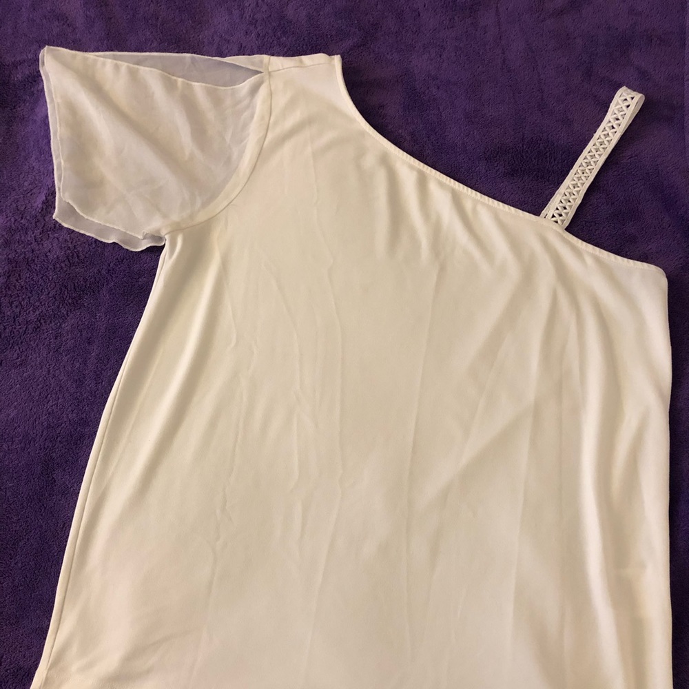 Tahari Asymmetrical One Shoulder Flowy Blouse
